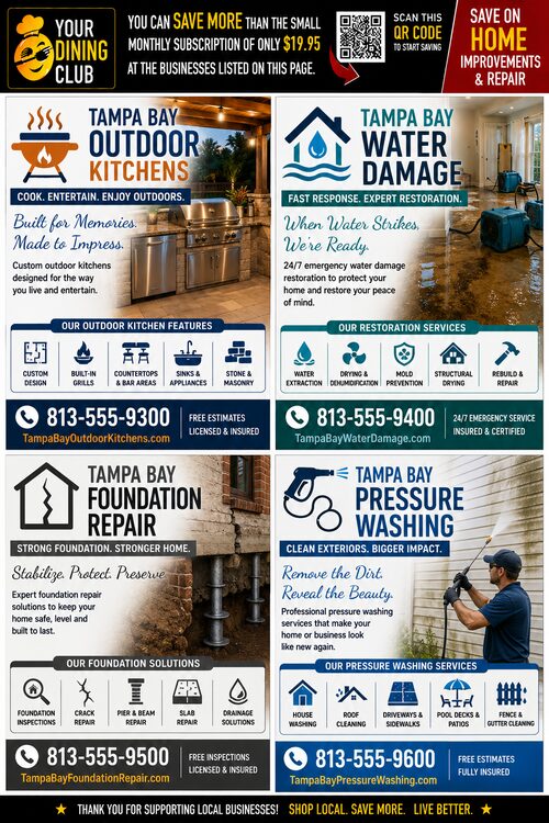 MMA SOHIAR 4 Ads Outdoor Kitchens, Water Damage, Foundation Repair, Pressure Washing